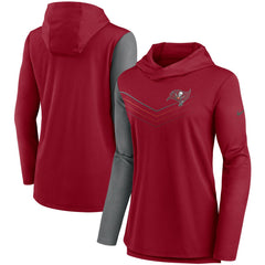 Tampa Bay Buccaneers Women's Chevron Hoodie Performance Long Sleeve T-Shirt - Red/Heathered Charcoal | Nike outlet