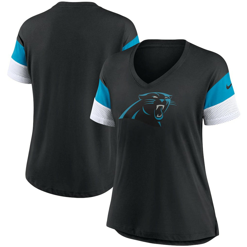 Carolina Panthers Women's Team Logo Fashion Performance Tri-Blend V-Neck T-Shirt - Black | Nike on sale