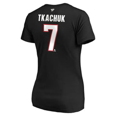 Brady Tkachuk Ottawa Senators Fanatics Women's Authentic Stack Name & Number V-Neck T-Shirt Black