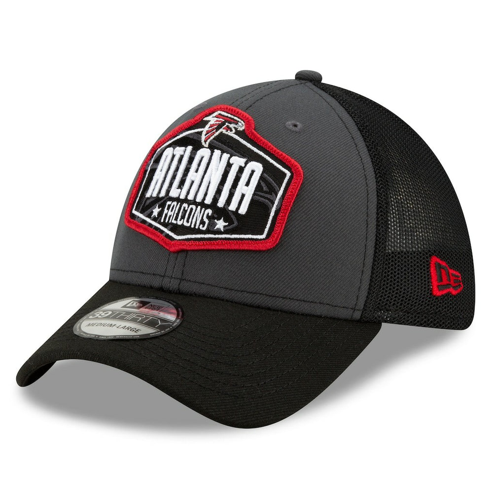 Atlanta Falcons New Era 2021 NFL Draft Trucker 39THIRTY Flex Hat - Graphite/Black cheap