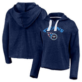 Tennessee Titans Women's Historic Logo Sport Resort Vintage Arc Cropped Raw Edge Pullover Hoodie - Heathered Navy discount