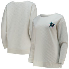 Miami Marlins Concepts Sport Women's Quilted Pullover Sweatshirt - White/Cream