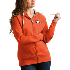 Denver Broncos Antigua Women's Victory Full-Zip Hoodie - Orange for sale