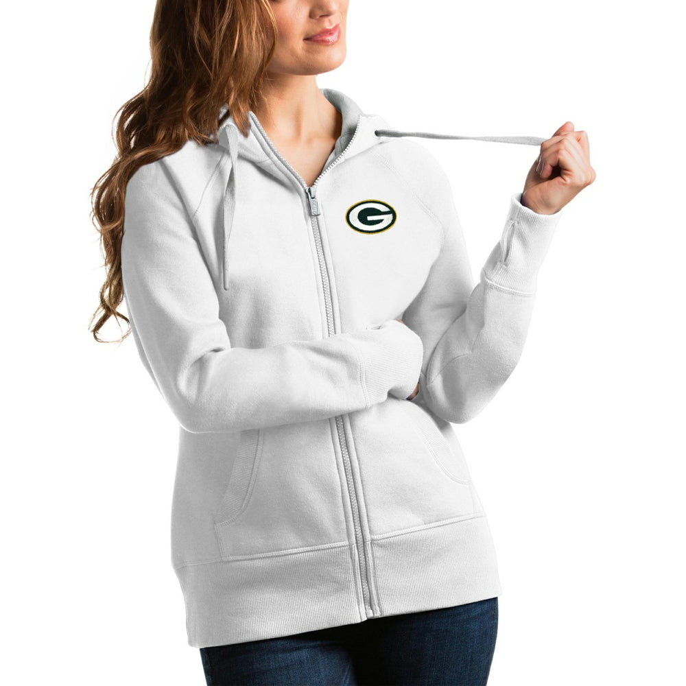 Green Bay Packers Antigua Women's Victory Full-Zip Hoodie - White sale