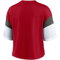Tampa Bay Buccaneers Women's Nickname Tri-Blend Performance Crop Top - Red/White | Nike cheap