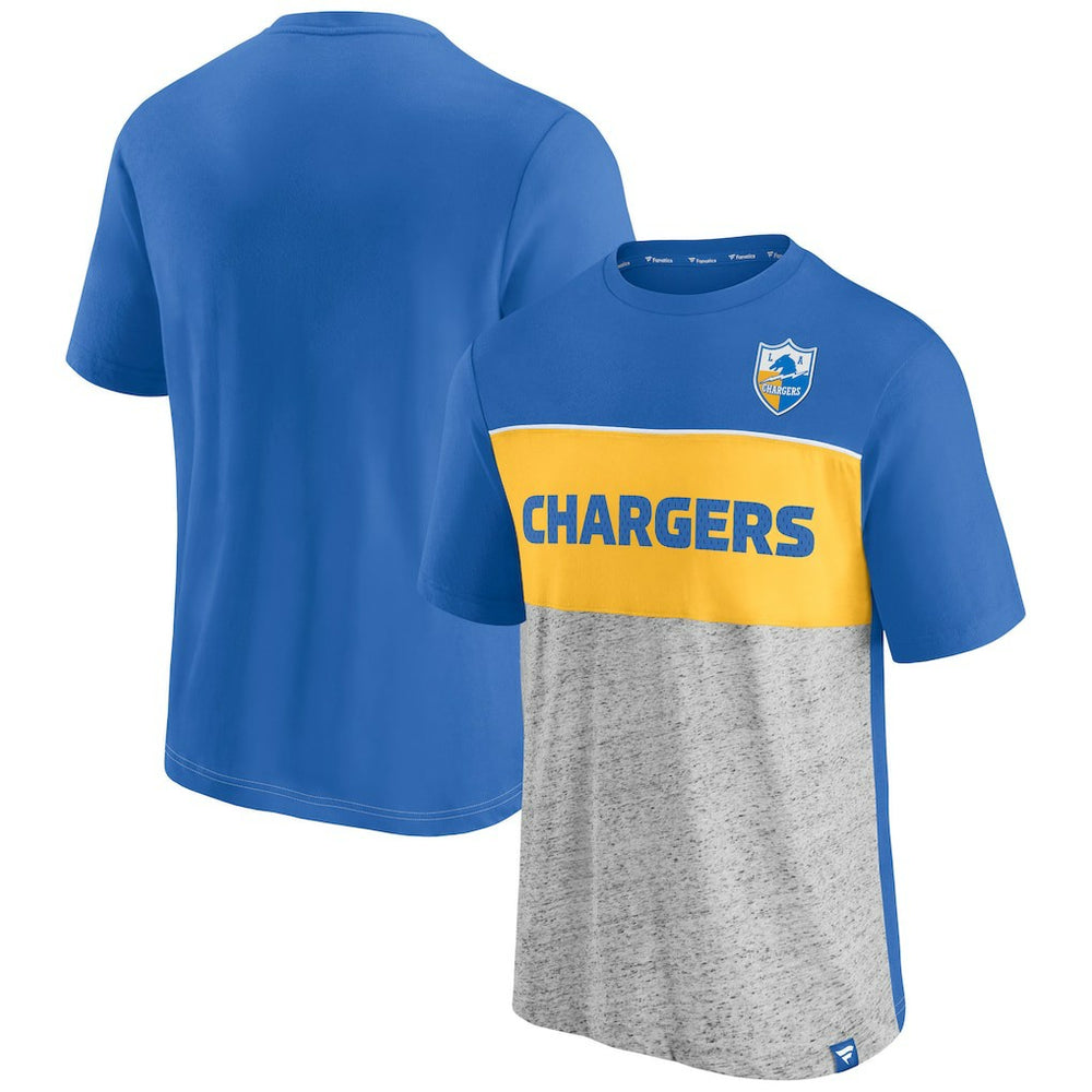 Los Angeles Chargers Throwback Colorblock T-Shirt - Powder Blue/Heathered Gray outlet