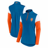 New York Mets Women's Authentic Fleece Quarter-Zip Jacket - Royal/Orange