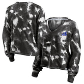 Chicago White Sox Women's Tie-Dye V-Neck Pullover Cropped Tee - White/Black