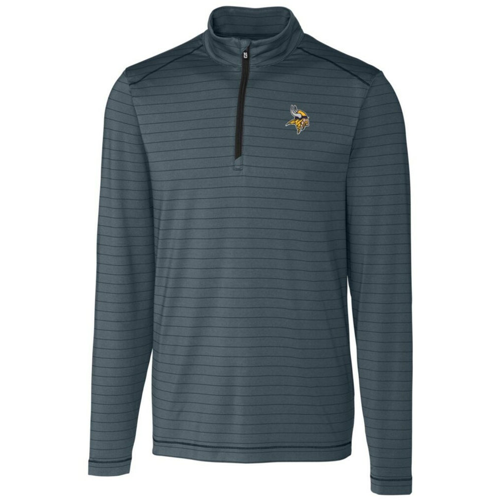 Minnesota Vikings Cutter & Buck Holman Stripe Quarter-Zip Pullover Jacket - Heather Black outlet