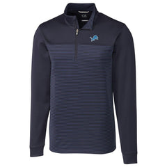 Detroit Lions Cutter & Buck Traverse Stripe Quarter-Zip Pullover Jacket - Navy for sale