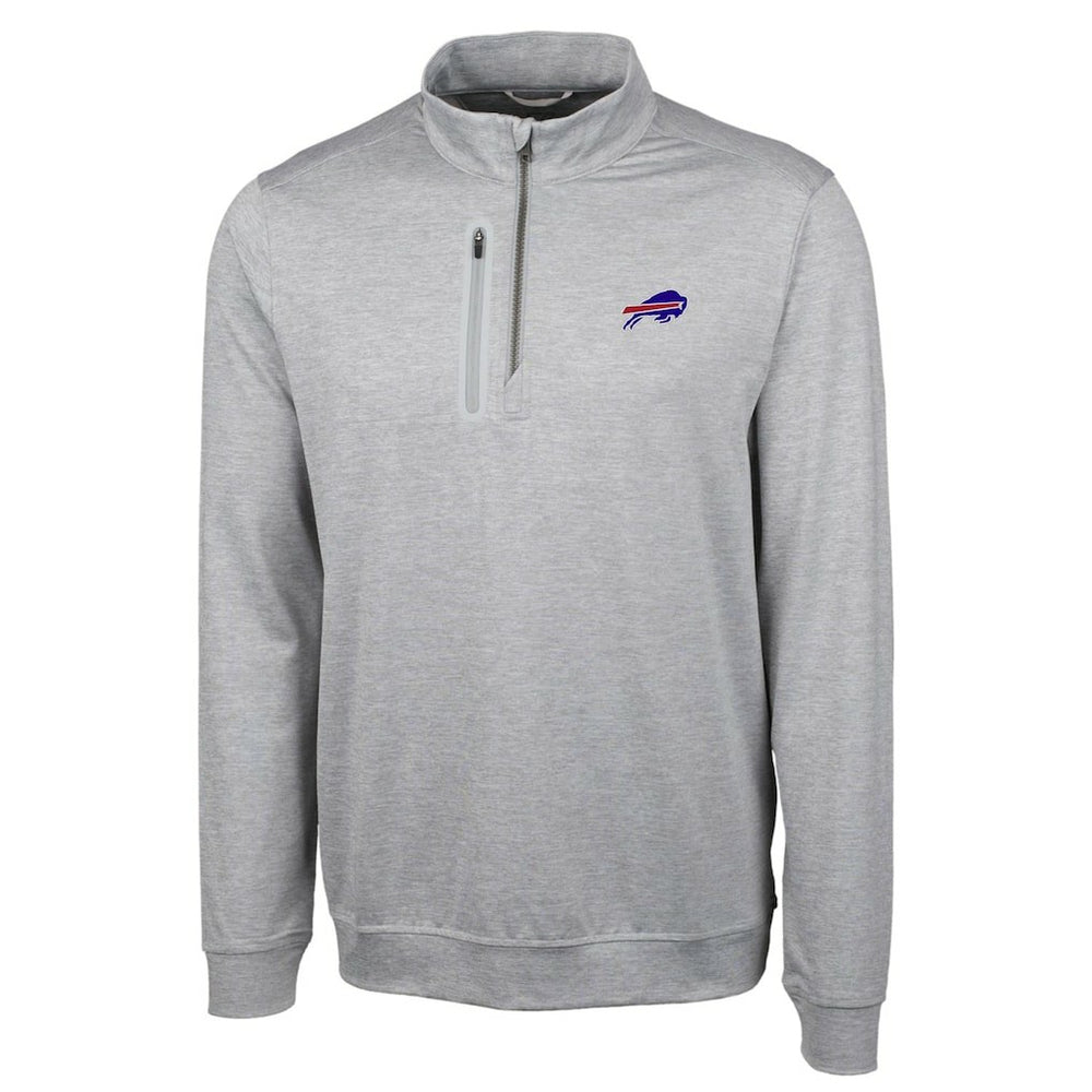 Buffalo Bills Cutter & Buck Big & Tall Stealth DryTec Quarter-Zip Pullover Jacket - Heathered Gray for sale