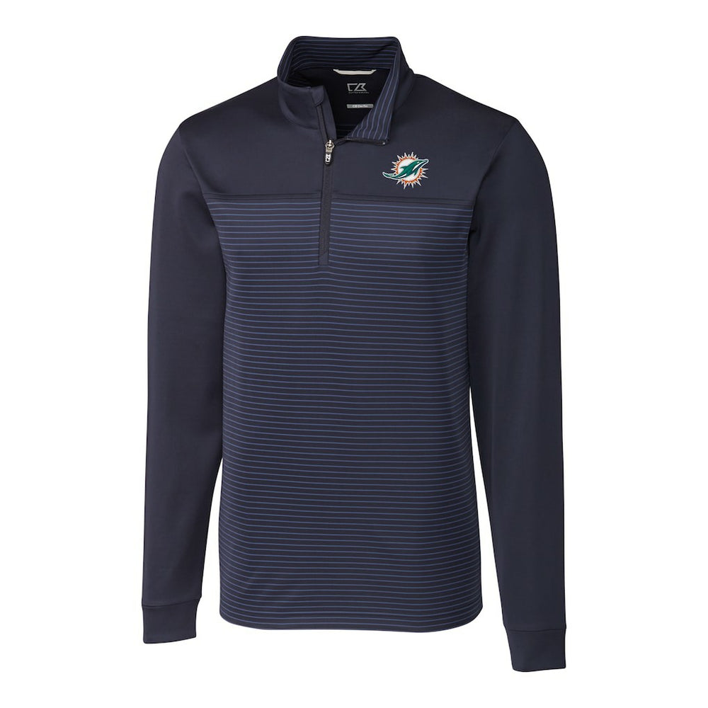 Miami Dolphins Cutter & Buck Big & Tall Traverse Stripe Quarter-Zip Pullover Jacket - Navy outlet