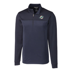 Miami Dolphins Cutter & Buck Big & Tall Traverse Stripe Quarter-Zip Pullover Jacket - Navy outlet