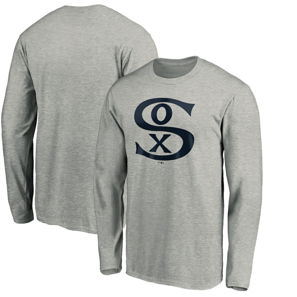 Chicago White Sox Cooperstown Collection Huntington Logo Long Sleeve T-Shirt - Heathered Gray