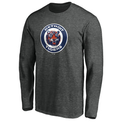 Detroit Tigers Cooperstown Collection Huntington Logo Long Sleeve T-Shirt - Charcoal
