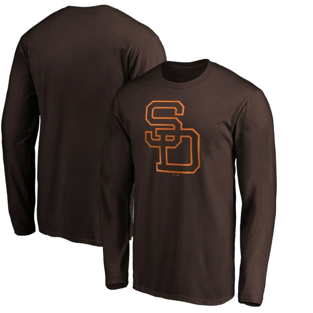 San Diego Padres Cooperstown Collection Huntington Logo Long Sleeve T-Shirt - Brown