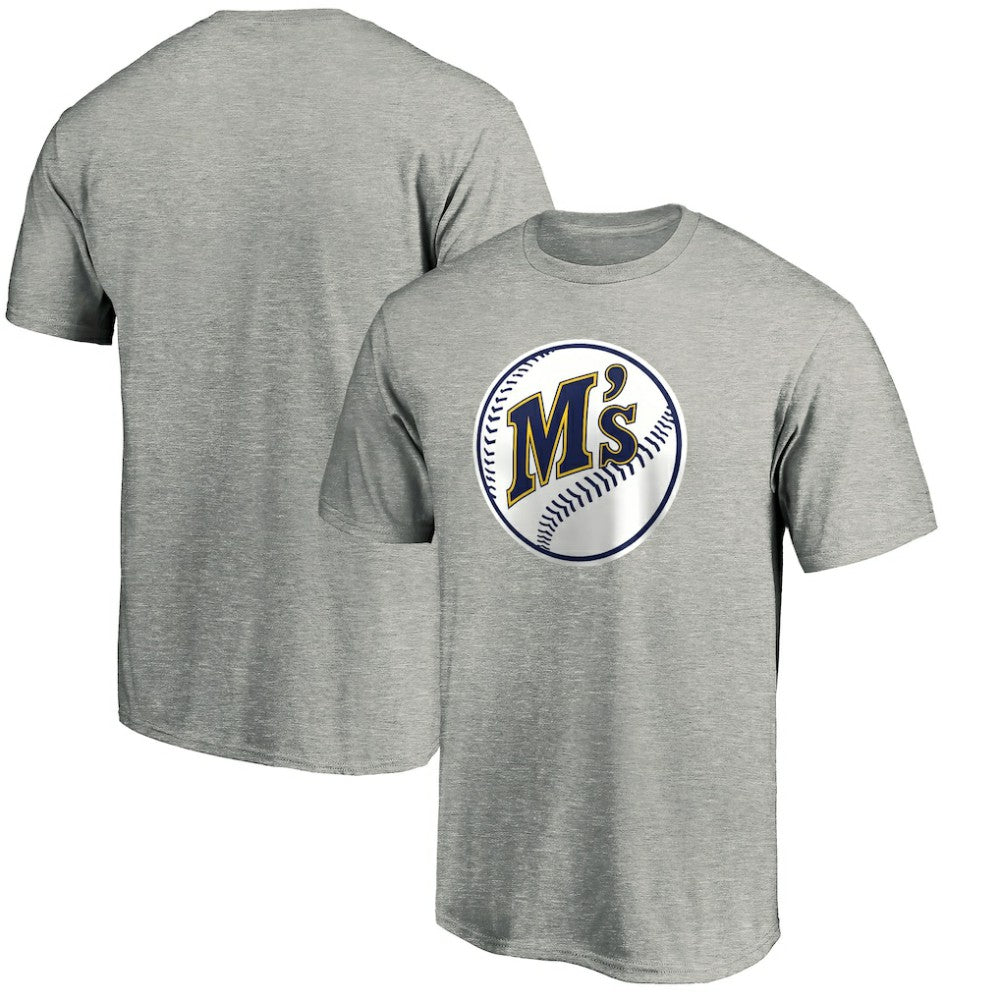 Seattle Mariners Cooperstown Collection Huntington Logo T-Shirt - Heathered Gray