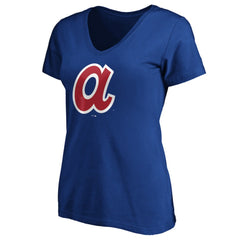 Atlanta Braves Women's Cooperstown Collection Huntington Logo V-Neck T-Shirt - Royal
