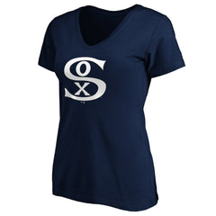 Chicago White Sox Women's Cooperstown Collection Huntington Logo V-Neck T-Shirt - Navy