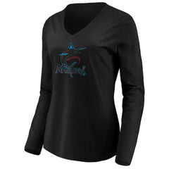 Miami Marlins Women's Core Distressed Team Long Sleeve T-Shirt - Black