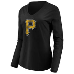 Pittsburgh Pirates Women's Core Distressed Team Long Sleeve T-Shirt - Black