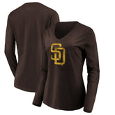 San Diego Padres Women's Core Distressed Team Long Sleeve T-Shirt - Brown