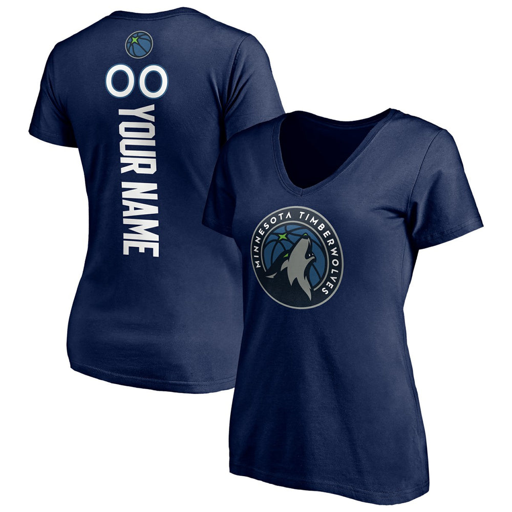 Minnesota Timberwolves Women's Playmaker Personalized Name & Number V-Neck T-Shirt - Navy cheap