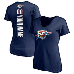 Oklahoma City Thunder Women's Playmaker Personalized Name & Number V-Neck T-Shirt - Navy sale