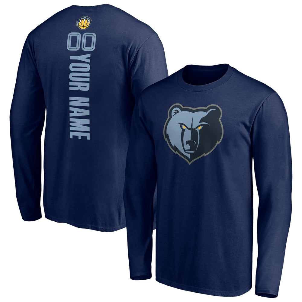 Memphis Grizzlies Playmaker Personalized Name & Number Long Sleeve T-Shirt - Navy shop