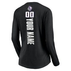 Sacramento Kings Women's Playmaker Personalized Name & Number Long Sleeve V-Neck T-Shirt - Black discount