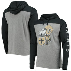 New Orleans Saints '47 Franklin Wooster Throwback Long Sleeve Hoodie T-Shirt - Heathered Gray discount