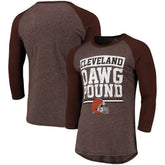 Cleveland Browns Pastime Raglan 3/4-Sleeve T-Shirt - Heathered Brown discount