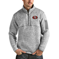 San Francisco 49ers Antigua Team Logo Fortune Quarter-Zip Pullover Jacket - Heather Gray discount