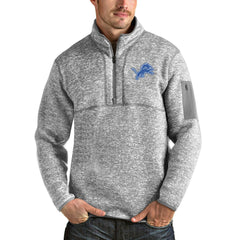 Detroit Lions Antigua Team Logo Fortune Quarter-Zip Pullover Jacket - Heather Gray discount