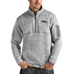 Seattle Seahawks Antigua Team Logo Fortune Quarter-Zip Pullover Jacket - Heather Gray outlet