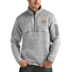 Minnesota Vikings Antigua Team Logo Fortune Quarter-Zip Pullover Jacket - Heather Gray on sale