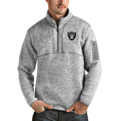 Las Vegas Raiders Antigua Team Logo Fortune Quarter-Zip Pullover Jacket - Heather Gray for sale