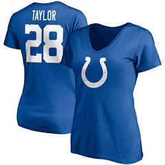 Jonathan Taylor Indianapolis Colts Women's Player Icon Name & Number V-Neck T-Shirt - Royal discount