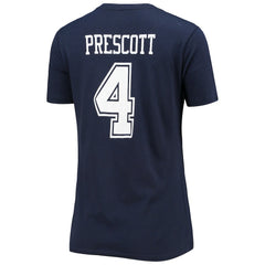 Dak Prescott Dallas Cowboys Women's Player Icon Name & Number V-Neck T-Shirt - Navy on sale