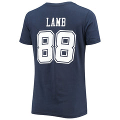 CeeDee Lamb Dallas Cowboys Women's Player Icon Name & Number V-Neck T-Shirt - Navy outlet