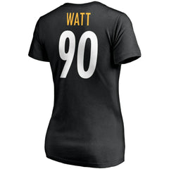 T.J. Watt Pittsburgh Steelers Women's Player Icon Name & Number V-Neck T-Shirt - Black outlet