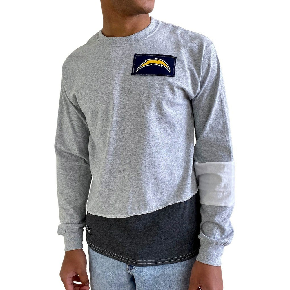 Los Angeles Chargers Refried Apparel Sustainable Angle Long Sleeve T-Shirt - Gray online