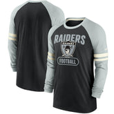 Las Vegas Raiders Throwback Raglan Long Sleeve T-Shirt - Black/Silver | Nike discount