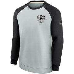 Las Vegas Raiders Historic Raglan Crew Performance Sweater - Silver/Black | Nike outlet