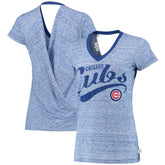 Chicago Cubs Touch Women's Hail Mary V-Neck Back Wrap T-Shirt - Royal