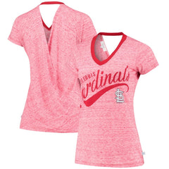 St. Louis Cardinals Touch Women's Hail Mary V-Neck Back Wrap T-Shirt - Red