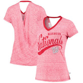 Washington Nationals Touch Women's Hail Mary V-Neck Back Wrap T-Shirt - Red