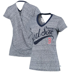 Boston Red Sox Touch Women's Hail Mary V-Neck Back Wrap T-Shirt - Navy