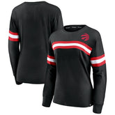 Toronto Raptors Women's Block Party Chest Logo Striped Long Sleeve T-Shirt - Black | Fanatics online