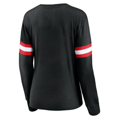 Toronto Raptors Women's Block Party Chest Logo Striped Long Sleeve T-Shirt - Black | Fanatics online